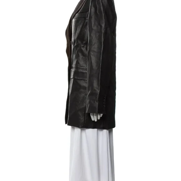NWT Khaite Balton Black Leather Blazer Jacket - Picture 3 of 5